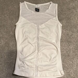 Elegant White Mesh Detail Tank Top